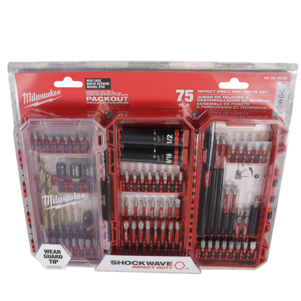 Milwaukee 48-32-4098 SHOCKWAVE Impact Duty Drill, Drive & Fasten Set - 75PC