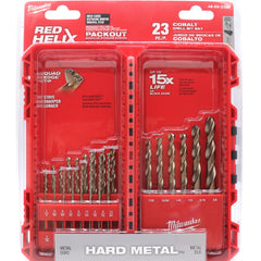 Milwaukee 48-89-2338 Durable Cobalt Red Helix Angle Twist Drill Bit Kit - 23pc