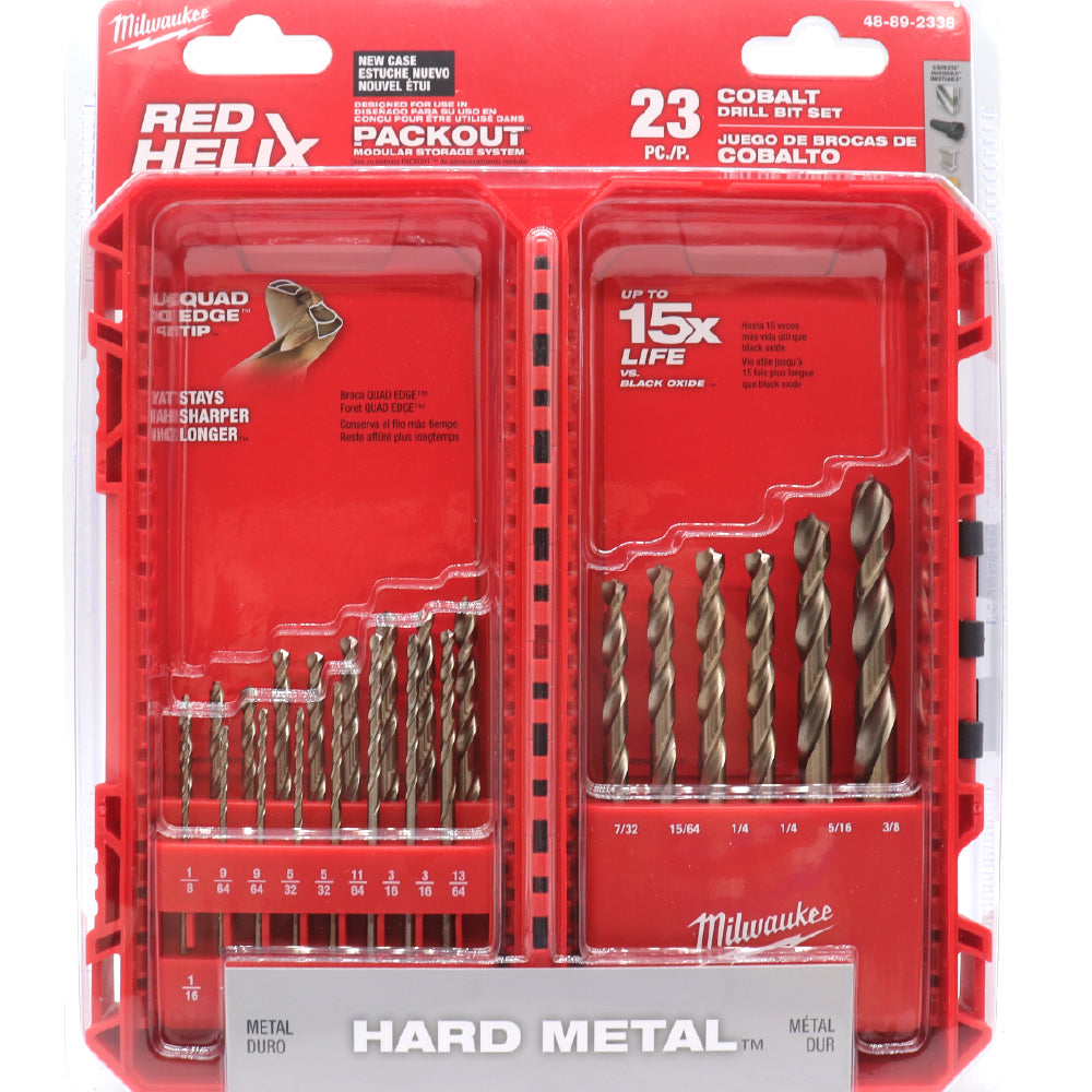 Milwaukee 48-89-2338 Durable Cobalt Red Helix Angle Twist Drill Bit Kit - 23pc