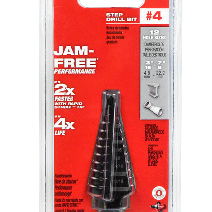 Milwaukee 48-89-9204 No. 4 Step 3/16" to 7/8" Shank Black Oxide Step Drill Bit