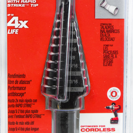Milwaukee 48-89-9204 No. 4 Step 3/16" to 7/8" Shank Black Oxide Step Drill Bit