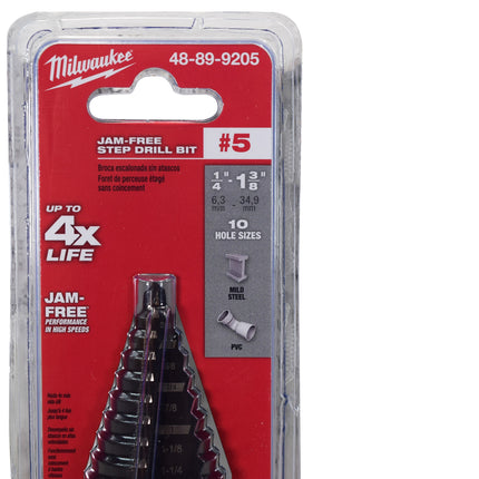 #5 Step Drill Bit, 1/4" - 1-3/8" by 1/8"