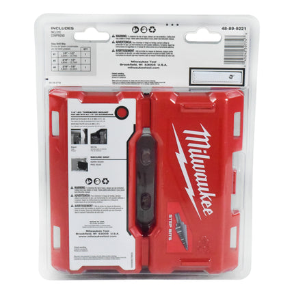 Milwaukee 48-89-9221 Jam-Free Dual Flute 3-Piece Step Drill Bit Set