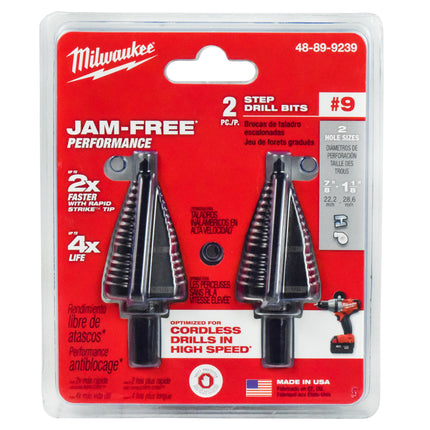 Milwaukee 48-89-9239 2 pc #9 step drill bit set, 7/8" - 1 1/8"