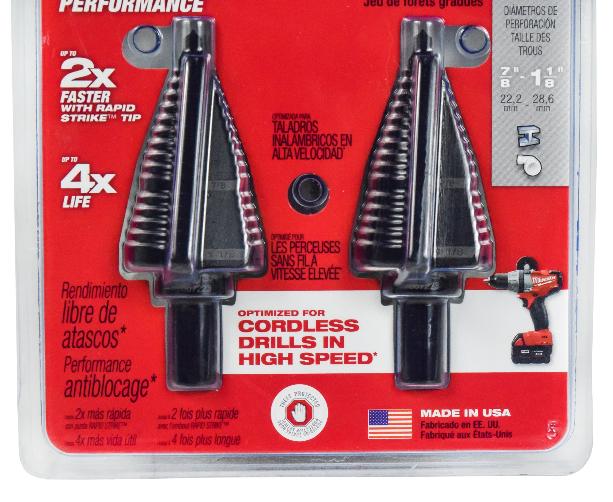 Milwaukee 48-89-9239 2 pc #9 step drill bit set, 7/8" - 1 1/8"