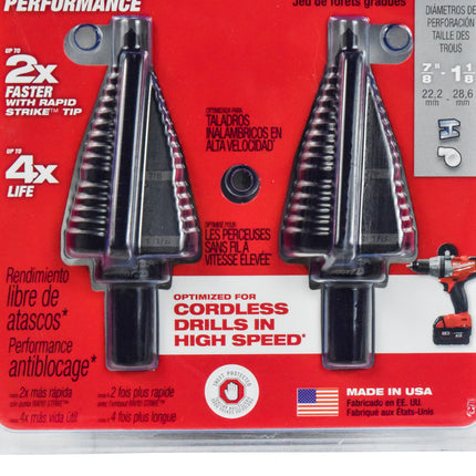 Milwaukee 48-89-9239 2 pc #9 step drill bit set, 7/8" - 1 1/8"