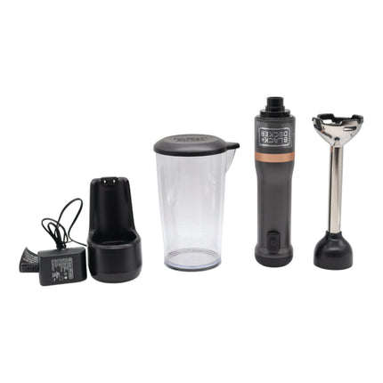 BLACK+DECKER BCKM1011K01 Kitchen Wand Cordless Immersion Blender + Charging Dock, 2-Speed Hand Blender, 150W Motor, Stainless Steel Blending Shaft, Easy One-Hand Operation - Grey
