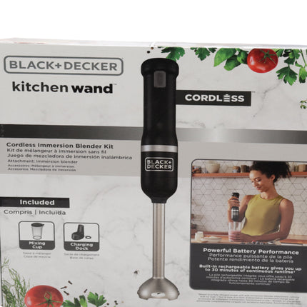 BLACK+DECKER BCKM1011K10 Kitchen Wand Cordless Immersion Blender with Charging Dock, 2-Speed Hand Blender, 150W Motor, Stainless Steel Blending Shaft, Easy One-Hand Operation - Black