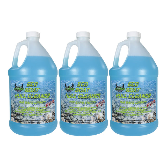 BLACKHAWK PERFORMANCE Eco Boat Hull Cleaner - Effortlessly Removes Water Stains, Deposits, Scale, & Scum - Safe for All Fiberglass & Aluminum Boats - Made in USA (3 Pack, 1 Gallon)