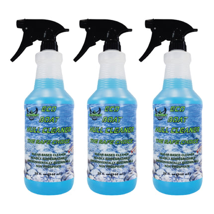 BLACKHAWK PERFORMANCE Eco Boat Hull Cleaner - Effortlessly Removes Water Stains, Deposits, Scale, & Scum - Safe for All Fiberglass & Aluminum Boats - Made in USA (3Pack, 32 OZ)