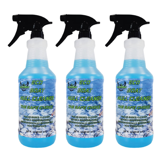 BLACKHAWK PERFORMANCE Eco Boat Hull Cleaner - Effortlessly Removes Water Stains, Deposits, Scale, & Scum - Safe for All Fiberglass & Aluminum Boats - Made in USA (3Pack, 32 OZ)