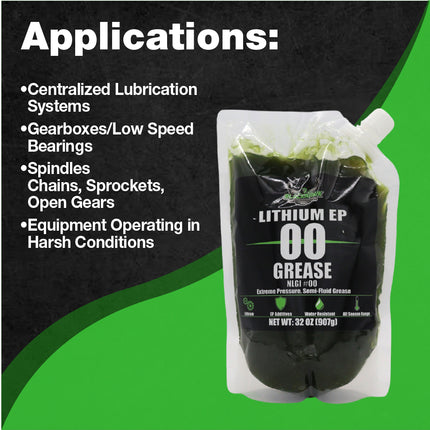BLACKHAWK PERFORMANCE Lithium EP00 Grease for Centralized Lubrication Systems and Gear Boxes - 32 oz EZ Squeeze Pouch (1pk)