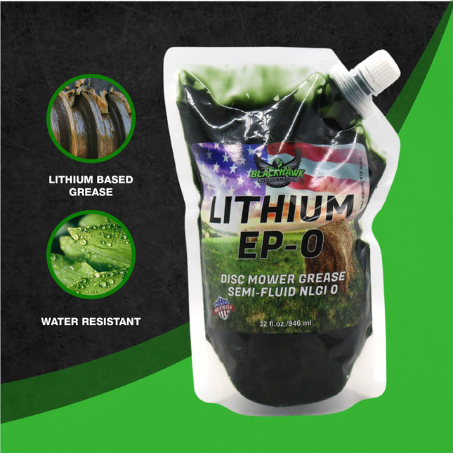 BLACKHAWK PERFORMANCE Lithium EP0 Grease for Disc Mowers and Gear Boxes, 32 oz EZ Squeeze Pouch (12pk)