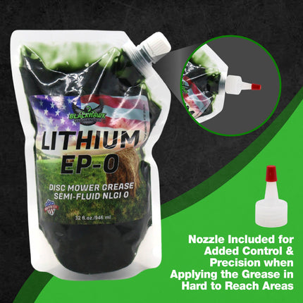 BLACKHAWK PERFORMANCE Lithium EP0 Grease for Disc Mowers and Gear Boxes, 32 oz EZ Squeeze Pouch (12pk)