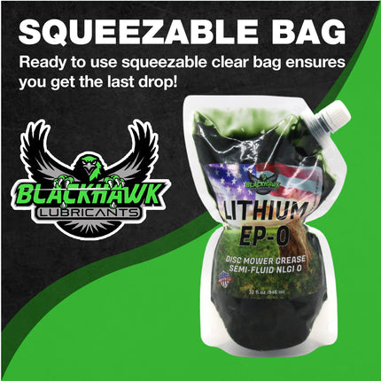 BLACKHAWK PERFORMANCE Lithium EP0 Grease for Disc Mowers and Gear Boxes, 32 oz EZ Squeeze Pouch (3pk)