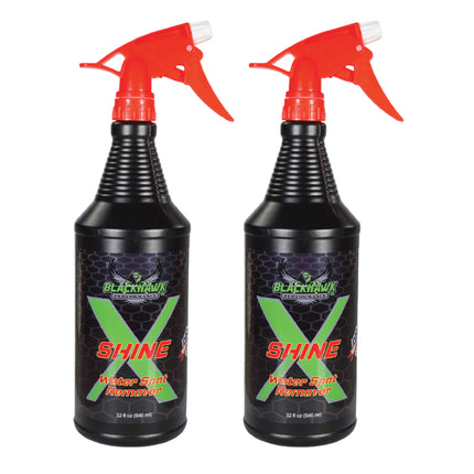 BLACKHAWK PERFORMANCE Shine X Hard Water Spot Remover - Gives Quick Shiny Gloss to Any Surface - Wipes Away Streak-Free - Marine Safe - Made in USA (32oz, 2pk)