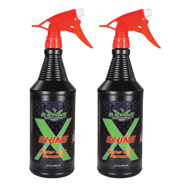BLACKHAWK PERFORMANCE Shine X Hard Water Spot Remover - Gives Quick Shiny Gloss to Any Surface - Wipes Away Streak-Free - Marine Safe - Made in USA (32oz, 2pk)