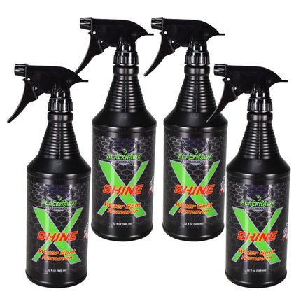 BLACKHAWK PERFORMANCE Shine X Hard Water Spot Remover - Gives Quick Shiny Gloss to Any Surface - Wipes Away Streak-Free - Marine Safe - Made in USA (32oz, 4pk)