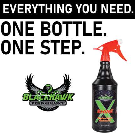 BLACKHAWK PERFORMANCE Shine X Hard Water Spot Remover - Gives Quick Shiny Gloss to Any Surface - Wipes Away Streak-Free - Marine Safe - Made in USA (32oz, 6pk)