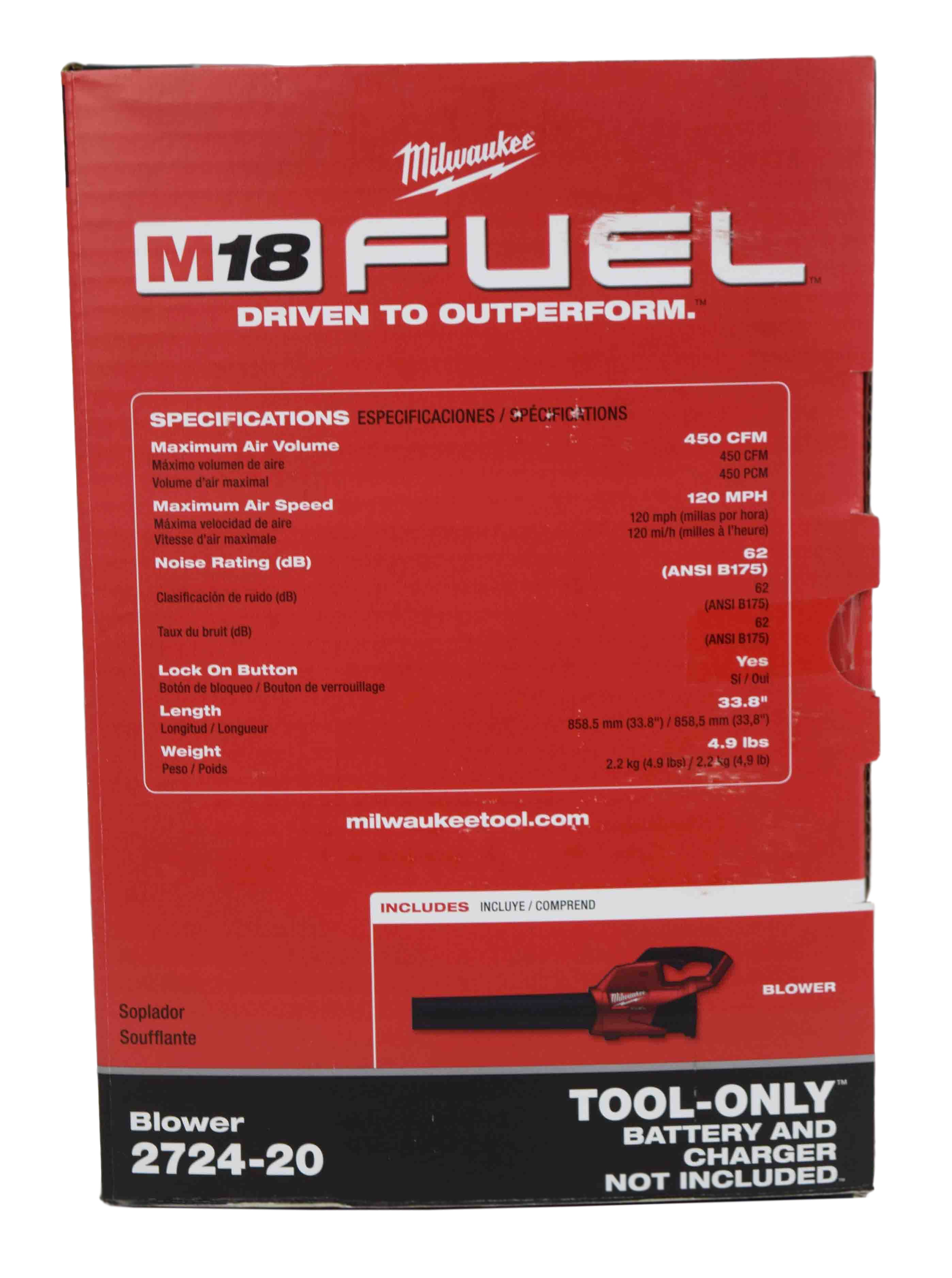 Milwaukee 2724-20 M18 FUEL 120 MPH 450 CFM 18-Volt Lithium Ion Brushless Blower