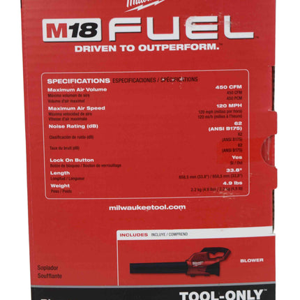 Milwaukee 2724-20 M18 FUEL 120 MPH 450 CFM 18-Volt Lithium Ion Brushless Blower
