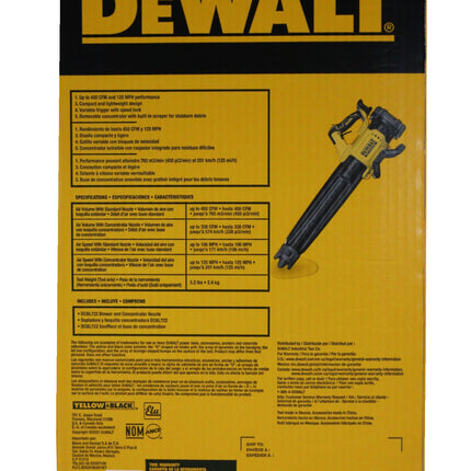 Dewalt DCBL722B 20V 125 MPH 450 CFM Brushless Cordless Handheld Blower with Concentrator Nozzle (Tool Only)