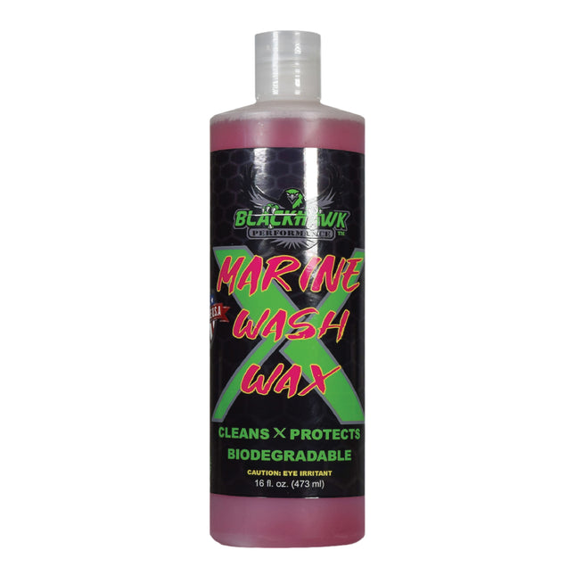 BLACKHAWK PERFORMANCE Boat Wash X Wax - Gently Removes All Dirt & Grime - Non-Yellowing Wax Leaves Shiny Finish While Protecting All Paints & Clear Coats - Marine Safe - Made in USA (16oz, 1pk)