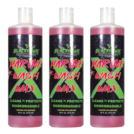 BLACKHAWK PERFORMANCE Boat Wash X Wax - Gently Removes All Dirt & Grime - Non-Yellowing Wax Leaves Shiny Finish While Protecting All Paints & Clear Coats - Marine Safe - Made in USA (16oz, 3pk)