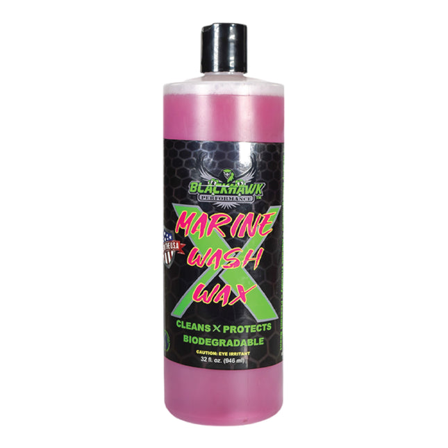 BLACKHAWK PERFORMANCE Boat Wash X Wax - Gently Removes All Dirt & Grime - Non-Yellowing Wax Leaves Shiny Finish While Protecting All Paints & Clear Coats - Marine Safe - Made in USA (32oz, 1pk)