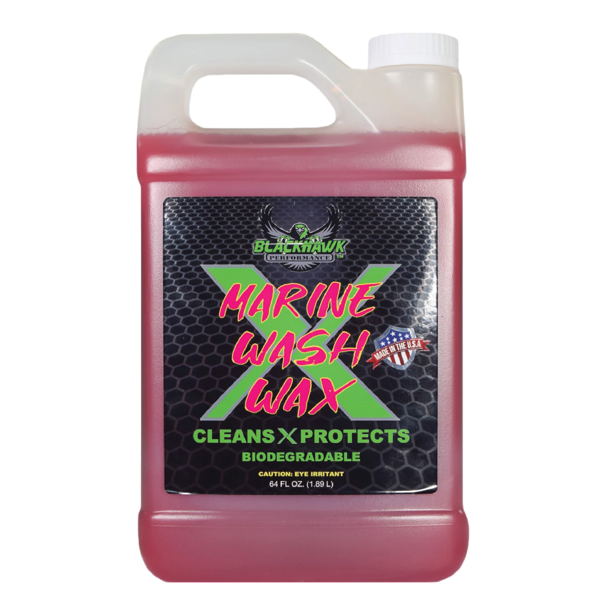 BLACKHAWK PERFORMANCE Boat Wash X Wax - Gently Removes All Dirt & Grime - Non-Yellowing Wax Leaves Shiny Finish While Protecting All Paints & Clear Coats - Marine Safe - Made in USA (64oz, 1pk)