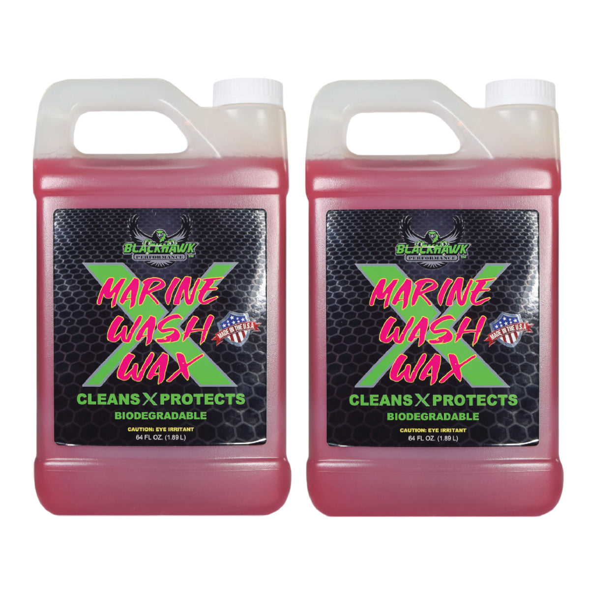 BLACKHAWK PERFORMANCE Boat Wash X Wax - Gently Removes All Dirt & Grime - Non-Yellowing Wax Leaves Shiny Finish While Protecting All Paints & Clear Coats - Marine Safe - Made in USA (64oz, 2pk)