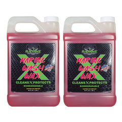 BLACKHAWK PERFORMANCE Boat Wash X Wax - Gently Removes All Dirt & Grime - Non-Yellowing Wax Leaves Shiny Finish While Protecting All Paints & Clear Coats - Marine Safe - Made in USA (64oz, 2pk)