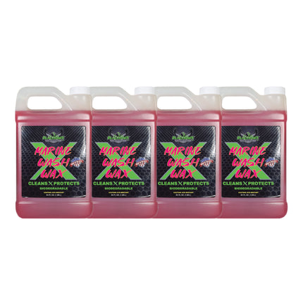 BLACKHAWK PERFORMANCE Boat Wash X Wax - Gently Removes All Dirt & Grime - Non-Yellowing Wax Leaves Shiny Finish While Protecting All Paints & Clear Coats - Marine Safe - Made in USA (64oz, 4pk)