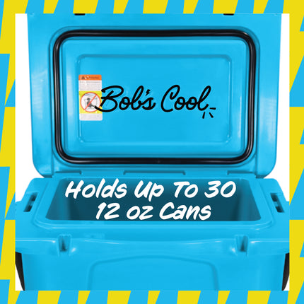 BOB THE COOLER CO 25QT "The Wingman" Leak-Proof Hard Cooler with Heavy Duty Handle & Built In Lid Latching Bottle Openers - Fits 35 12oz Cans for the Beach, Camping, Tailgating, Sports, & More