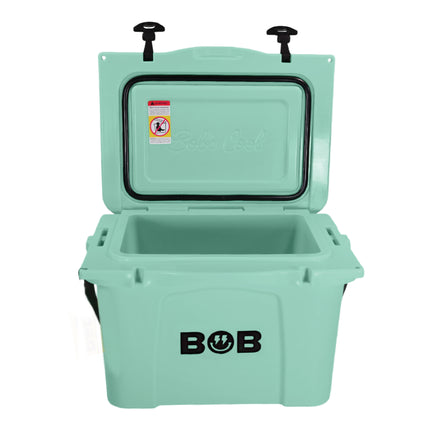 BOB THE COOLER CO 25QT "The Wingman" Leak-Proof Hard Cooler with Heavy Duty Handle & Built In Lid Latching Bottle Openers - Fits 30 12oz Cans for the Beach, Camping, Tailgating, Sports, & More