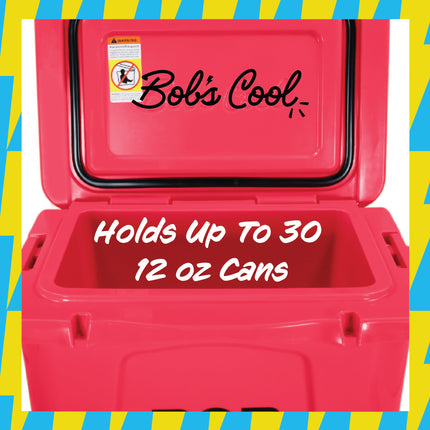 BOB THE COOLER CO 25QT "The Wingman" Leak-Proof Hard Cooler with Heavy Duty Handle & Built In Lid Latching Bottle Openers - Fits 35 12oz Cans for the Beach, Camping, Tailgating, Sports, & More