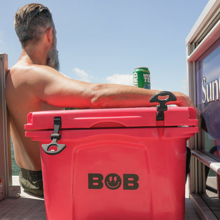 BOB THE COOLER CO 25QT "The Wingman" Leak-Proof Hard Cooler with Heavy Duty Handle & Built In Lid Latching Bottle Openers - Fits 35 12oz Cans for the Beach, Camping, Tailgating, Sports, & More