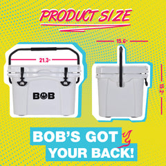 Bob The Cooler - 25QT "Wingman" Hard Cooler - Thick insulated walls/lid.(White)