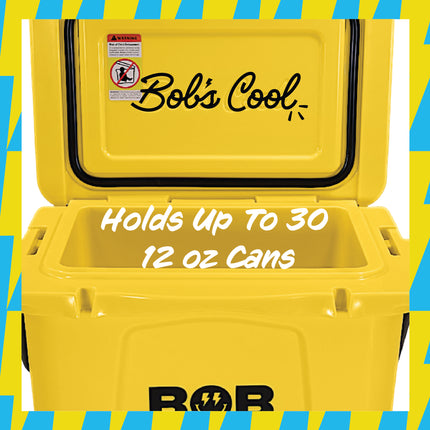 BOB THE COOLER CO 25QT "The Wingman" Leak-Proof Hard Cooler with Heavy Duty Handle & Built In Lid Latching Bottle Openers - Fits 30 12oz Cans for the Beach, Camping, Tailgating, Sports, & More