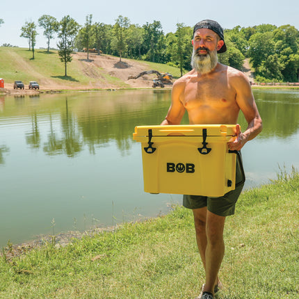 BOB THE COOLER CO 25QT "The Wingman" Leak-Proof Hard Cooler with Heavy Duty Handle & Built In Lid Latching Bottle Openers - Fits 30 12oz Cans for the Beach, Camping, Tailgating, Sports, & More