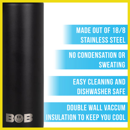 BOB THE COOLER CO - 26oz "The Big Swig" Double Wall Vacuum Insulated Water Bottle with Spout Lid, Made of Stainless Steel, Leak Proof, Great for Sports, Travel, & More