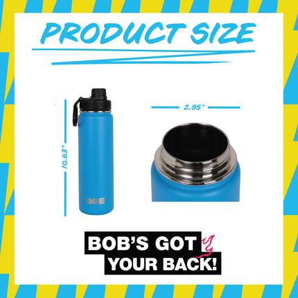 BOB THE COOLER CO - 26oz "The Big Swig" Double Wall Vacuum Insulated Water Bottle with Spout Lid, Made of Stainless Steel, Leak Proof, Great for Sports, Travel, & More
