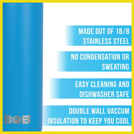 BOB THE COOLER CO - 26oz "The Big Swig" Double Wall Vacuum Insulated Water Bottle with Spout Lid, Made of Stainless Steel, Leak Proof, Great for Sports, Travel, & More