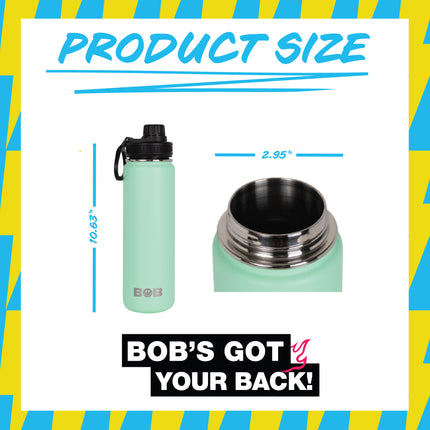 BOB THE COOLER CO - 26oz "The Big Swig" Double Wall Vacuum Insulated Water Bottle with Spout Lid, Made of Stainless Steel, Leak Proof, Great for Sports, Travel, & More