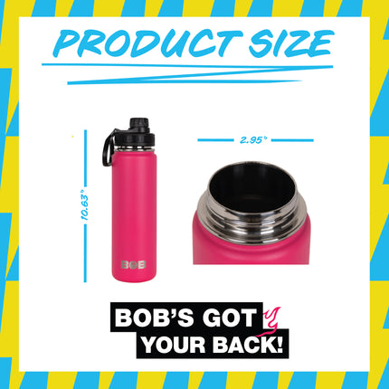 BOB THE COOLER CO - 26oz "The Big Swig" Double Wall Vacuum Insulated Water Bottle with Spout Lid, Made of Stainless Steel, Leak Proof, Great for Sports, Travel, & More