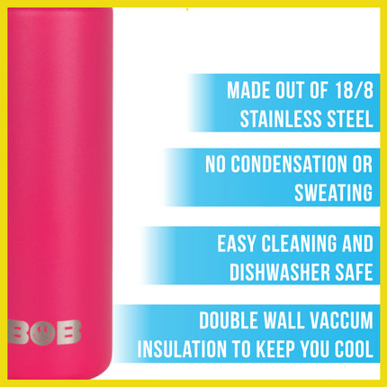 BOB THE COOLER CO - 26oz "The Big Swig" Double Wall Vacuum Insulated Water Bottle with Spout Lid, Made of Stainless Steel, Leak Proof, Great for Sports, Travel, & More