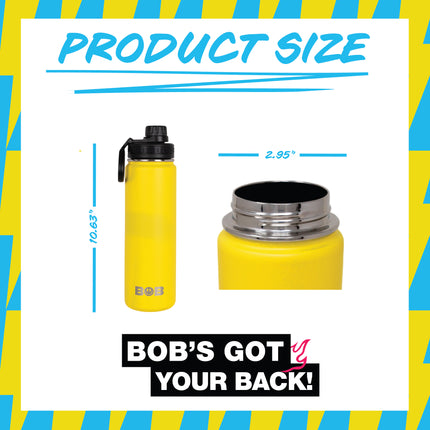 BOB THE COOLER CO - 26oz "The Big Swig" Double Wall Vacuum Insulated Water Bottle with Spout Lid, Made of Stainless Steel, Leak Proof, Great for Sports, Travel, & More