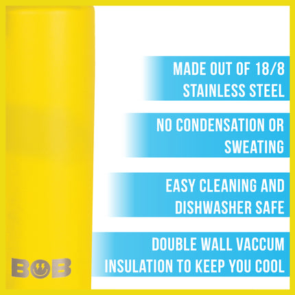 BOB THE COOLER CO - 26oz "The Big Swig" Double Wall Vacuum Insulated Water Bottle with Spout Lid, Made of Stainless Steel, Leak Proof, Great for Sports, Travel, & More