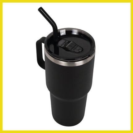BOB THE COOLER CO - 30oz "The Big Sipper" Heavy Duty Double Wall Vacuum Insulated Tumbler with Straw and Handle, Made of Stainless Steel, Great for Travel, Beach, & More