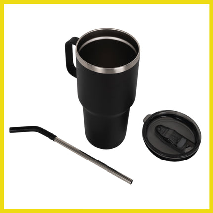 BOB THE COOLER CO - 30oz "The Big Sipper" Heavy Duty Double Wall Vacuum Insulated Tumbler with Straw and Handle, Made of Stainless Steel, Great for Travel, Beach, & More